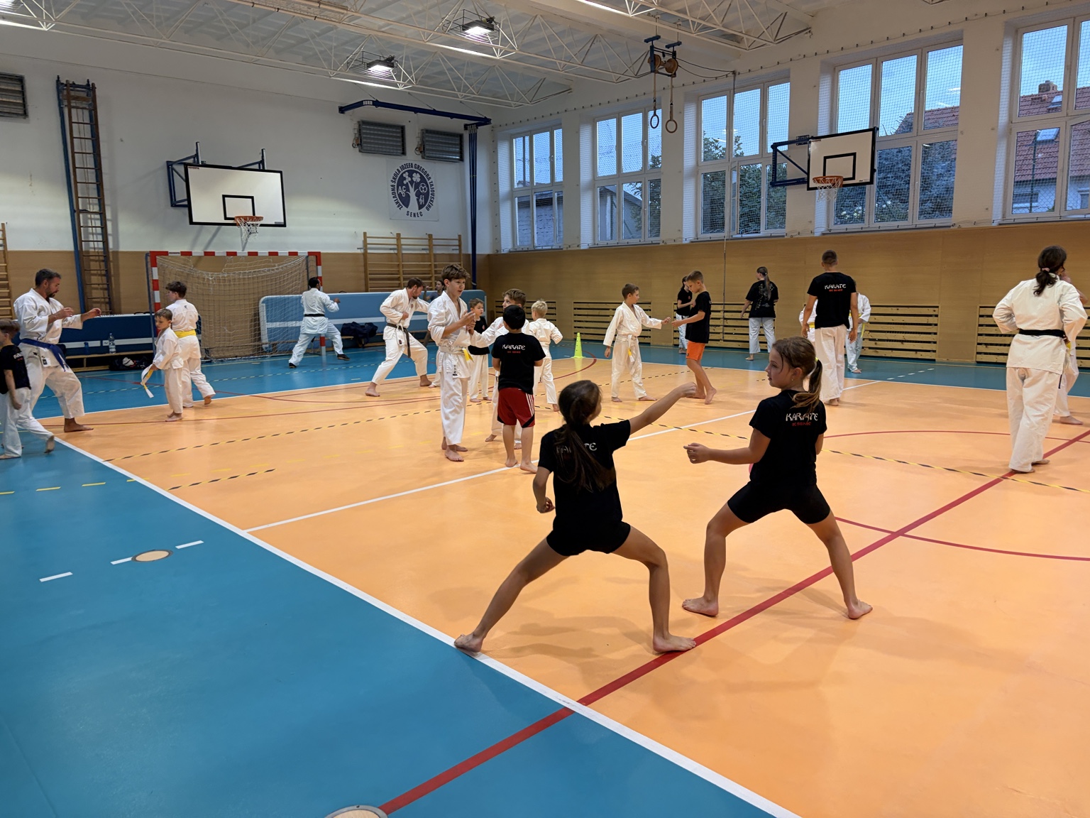 Deti a mládež SPORT CENTRUM SENEC pri nácviku karate vo dvojiciach